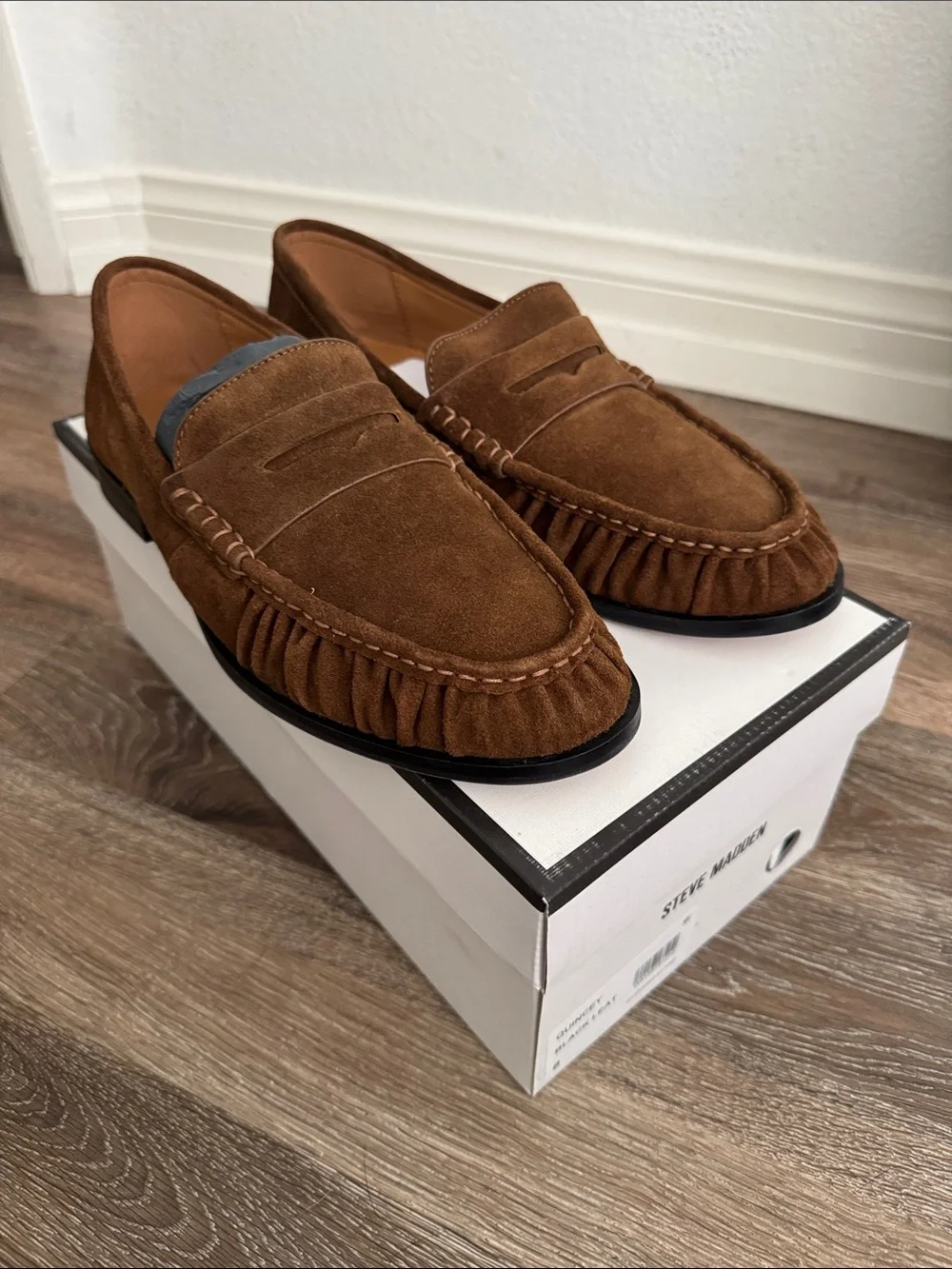 Steve Madden Men’s Chestnut Suede Penny Loafers